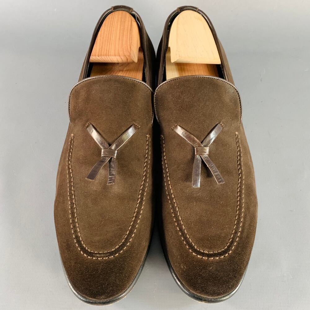 GUCCI Size 10 Chocolate Brown Suede Tassels Loafers - Picture 4 of 10